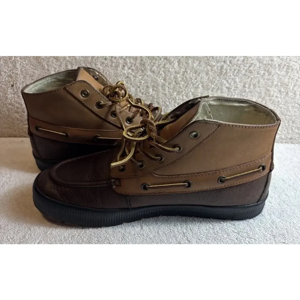 Men’s POLO RALPH LAUREN DELMONT ANKLE BOOT LEATHER LACE UP BROWN SIZE 8 D